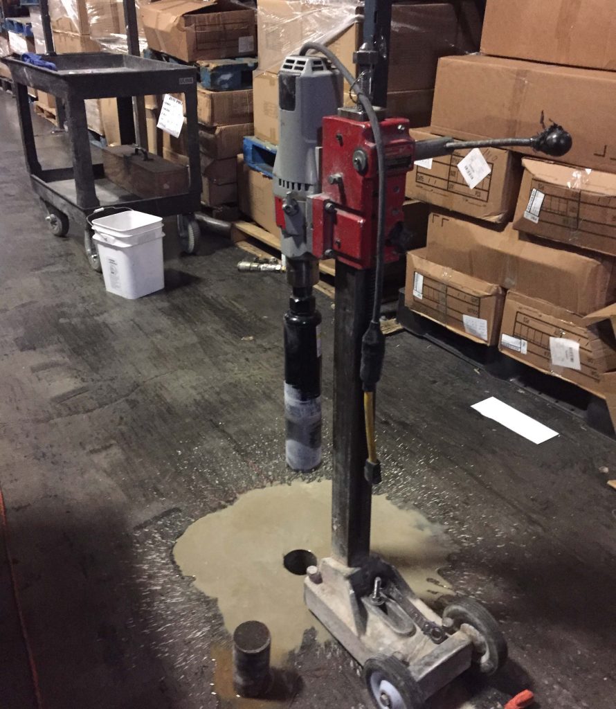 core drilling in concrete slab warehouse investigation
